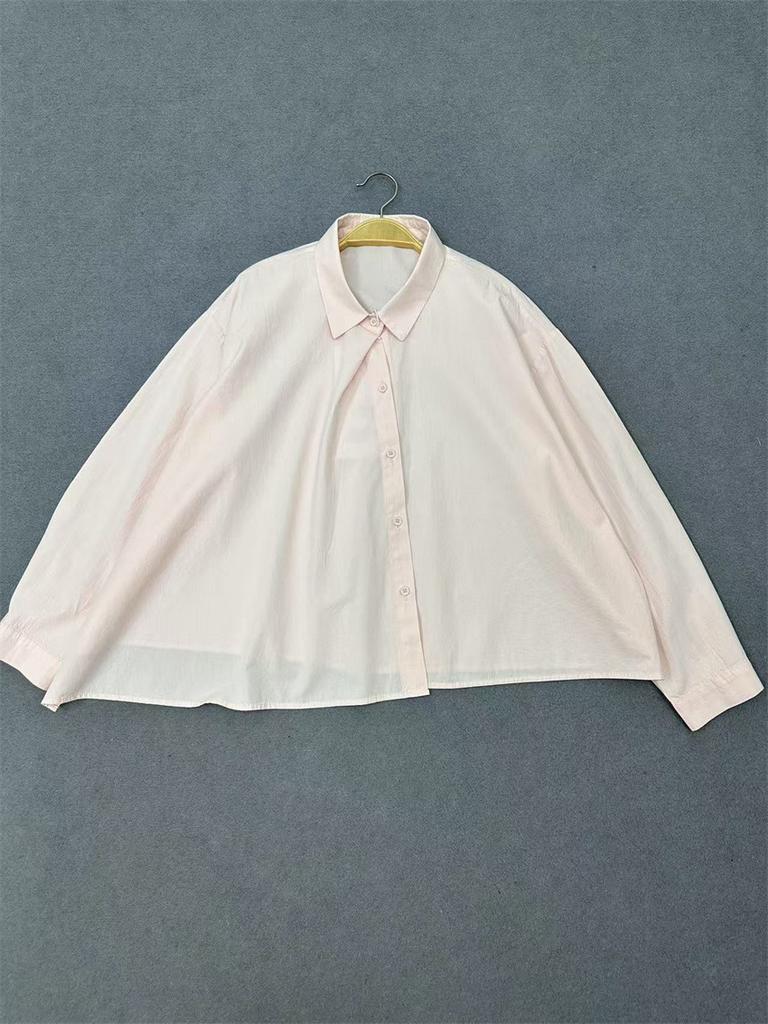 Johnature Irregular Tops Spring Autumn Retro Casual Loose Short Solid Color Simple Shirts Women