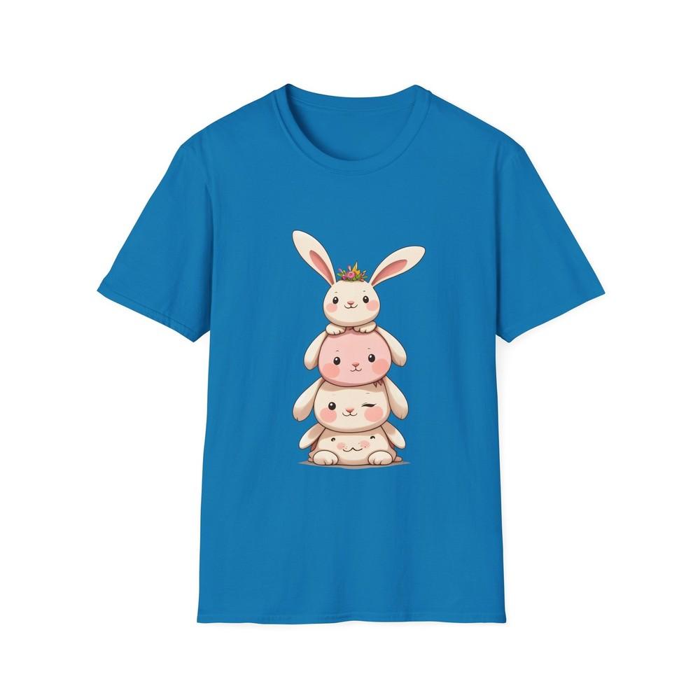 Unisex Softstyle Stacked Easter Bunnies T-Shirt | Cute, Whimsical, Soft Pastel
