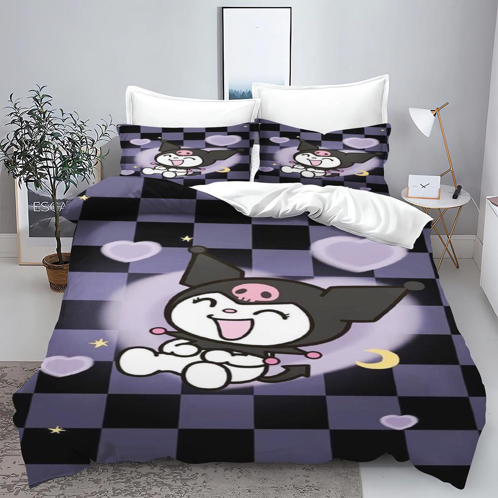 Kuromi My Melody Sanrio Series Printed Bedroom Bedding Set Duvet Cover Christmas Gifts Comforte Cartoon With Pillowcase