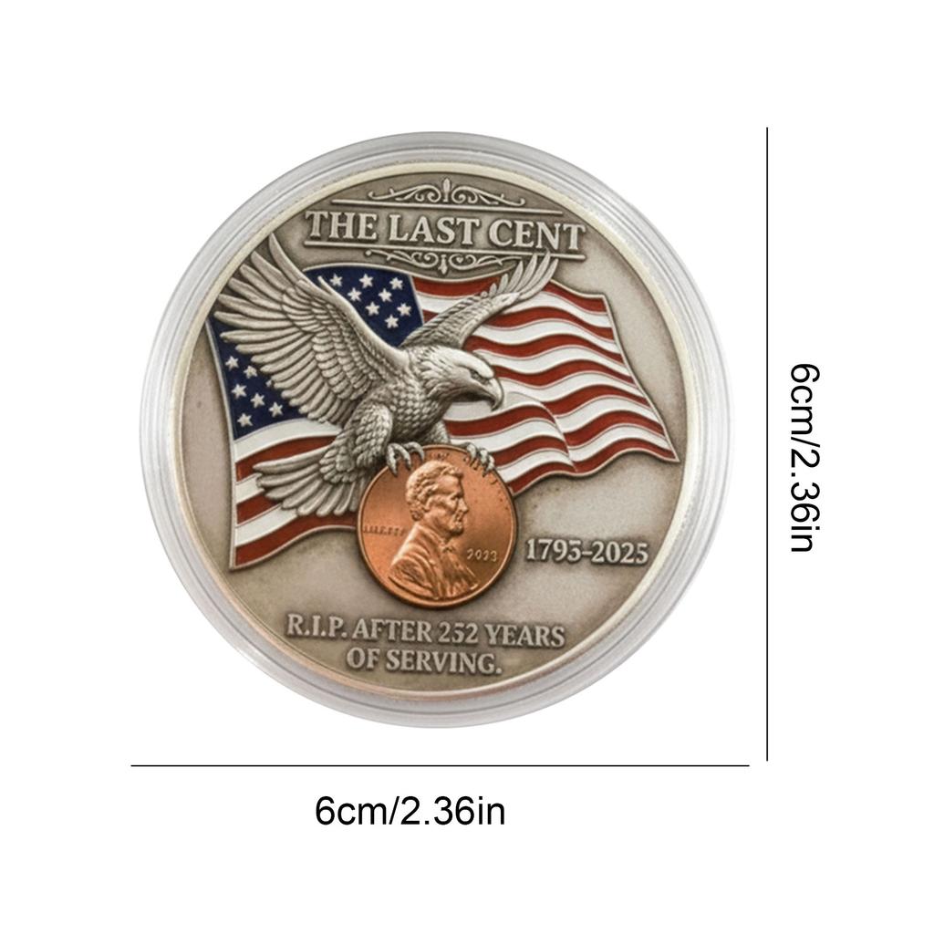 Final Cent Memorial Coin with American Flag & Eagle Final Penny The Last Coin Token Gift for History & Collectors