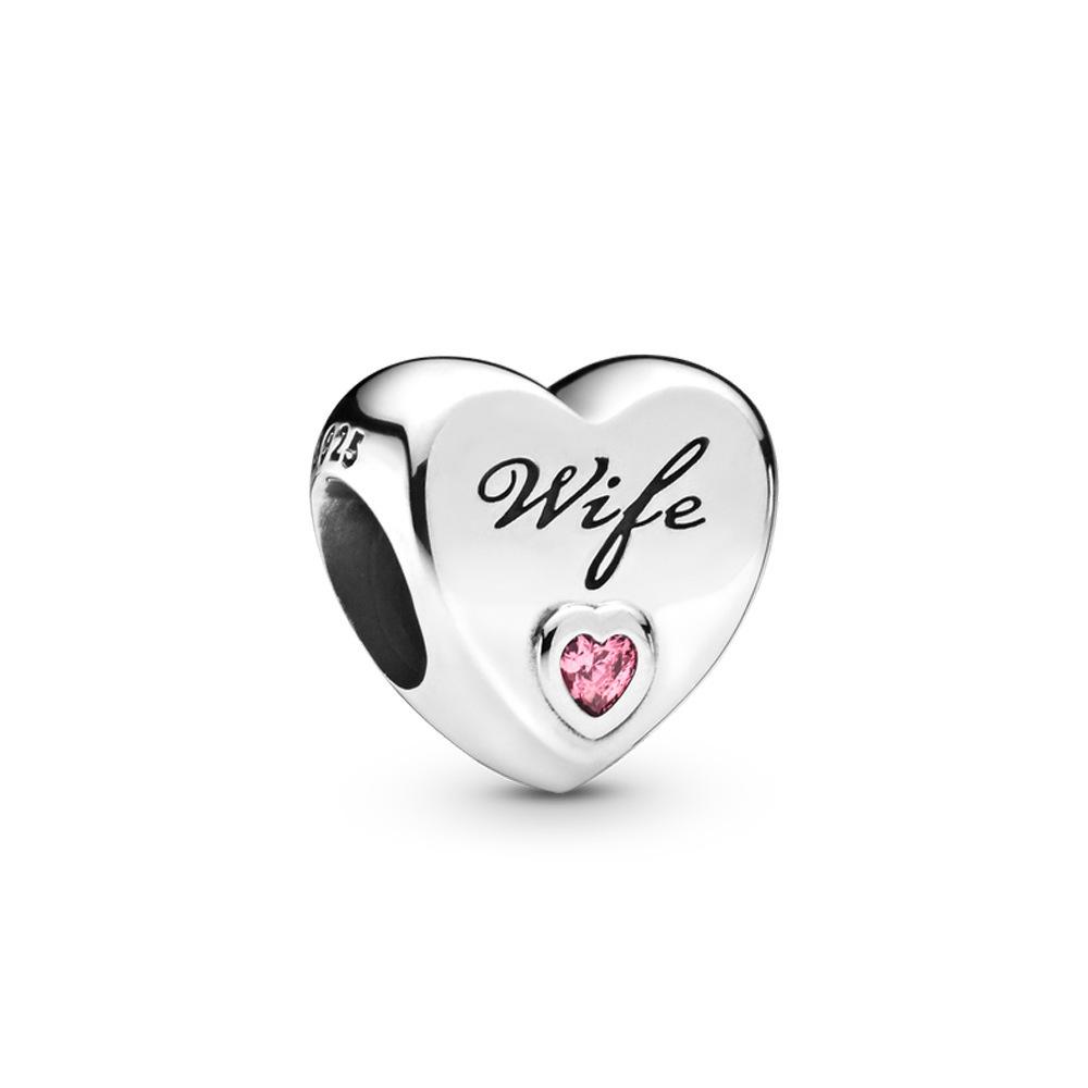 

Модные 925 серебряные бусины в форме сердца с надписью серии женские прелести