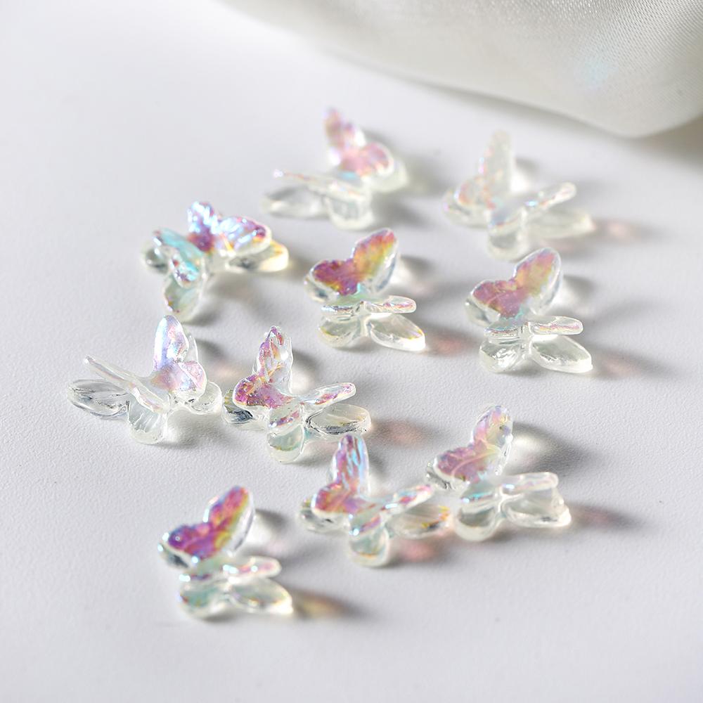 20/50Pcs Mini Aurora Glitter Colorful 3D Resin Butterfly Epoxy Resin Filiings for DIY Epoxy Resin Mold Cratfs Nail Art Fillers