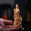Minimalist Solid Wood Guanyin Statue Hand Carved Wooden Ornament for Home Living Room Interior Decoration