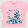 Sloth Riding Turtle Sarcastic T Shirt for Unisex Cute Sloth Shirt Ill Get Right On That Funny Vintage Tortoise Meme Graphic Tee
