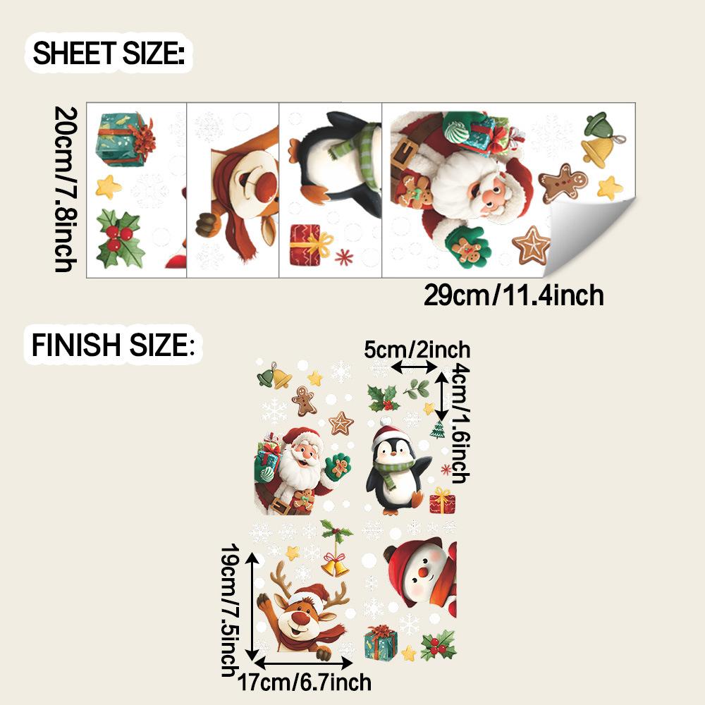 

Креативные декоративные наклейки на стекло для дверей и окон с атмосферой Санта-Клауса, снеговика, животных и подарков