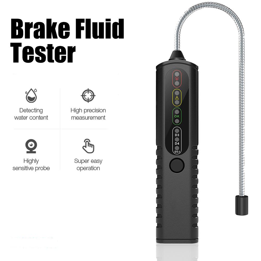 With Multiple LED Indicators BF100 For DOT3/DOT4/DOT5.1 High Sensitivity Probe Automotive Liquid Testing Tool Brake Fluid Tester