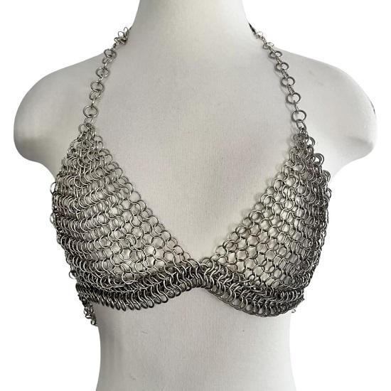 

Милад Кольчужный бюстгальтер для женщин Легкий кольчужный бралетт Чешуйчатый фестивальный топ Ручная работа Кольчужный верх от бикини