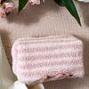 Soft Material Makeup Bag Clutch Style Cute Design Travel Cosmetic Bag Stripe Portable Bag Portable Organizer Makeup Storage