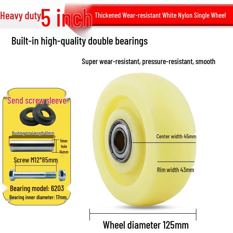 Nylon Swivel Caster Wheels: 2-6 inch Heavy-Duty Rubber & Flat Plate Options