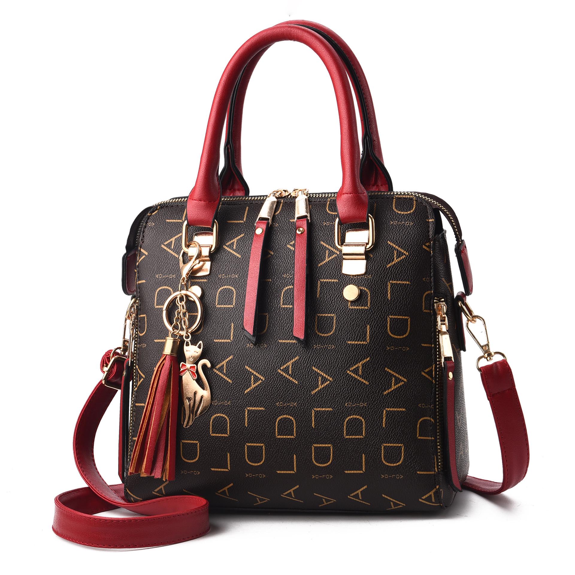 [] European and American fashion big bag women s handbag simple shoulder messenger bag mother model бордовый