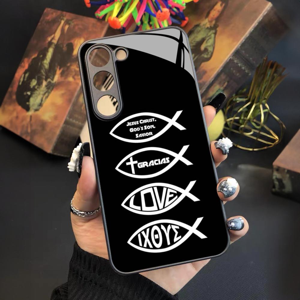 Fish Symbol Jesus Christ Christian Phone Case for Samsung Galaxy S24 S23 S22 S21 S20 A24 A34 A54 A53 Note20 M54 Fe Ultra Plus Gl