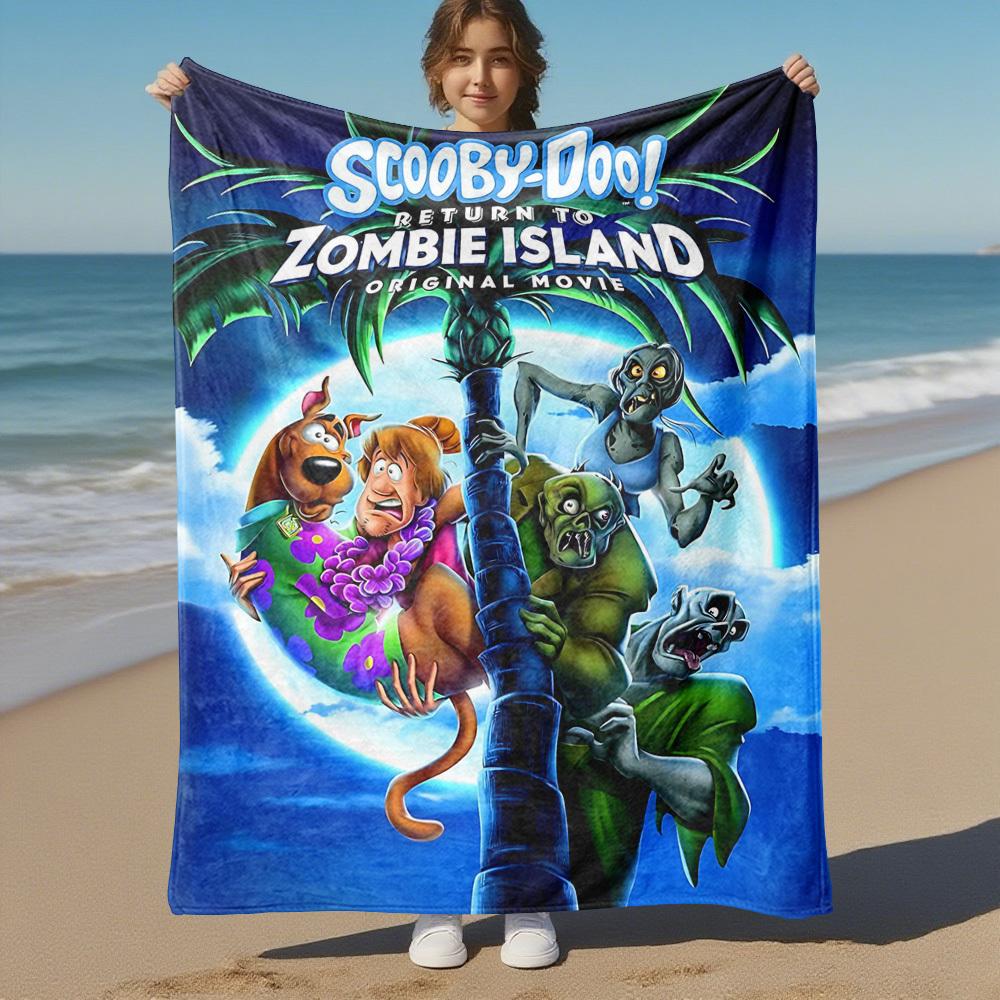 1PC Scooby-Doo Return To Zombie Island Outdoor Flannel Blanket Soft Plush Decor for Picnics, camping,Bedroom, Playroom, Office1234A