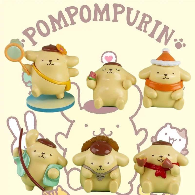 Charming Yellow Pudding Dog Pvc Figurine Set Perfect For Desk Decoration