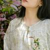 Johnature Women Vintage Print Floral Summer Dresses O-Neck Half Sleeve Robes Soft Chinese Style Button Dress