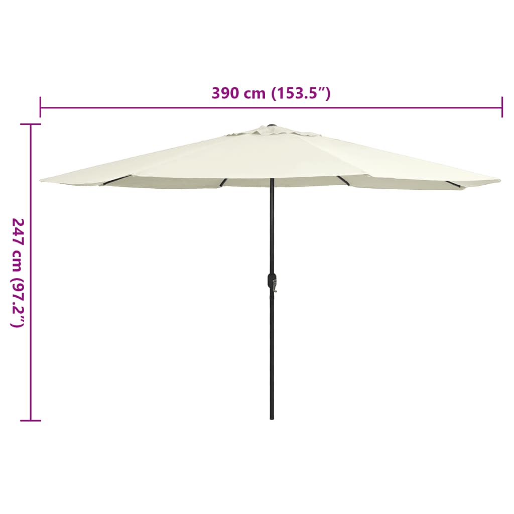 390 Cm Metal Mast Sun Umbrella In Sand White