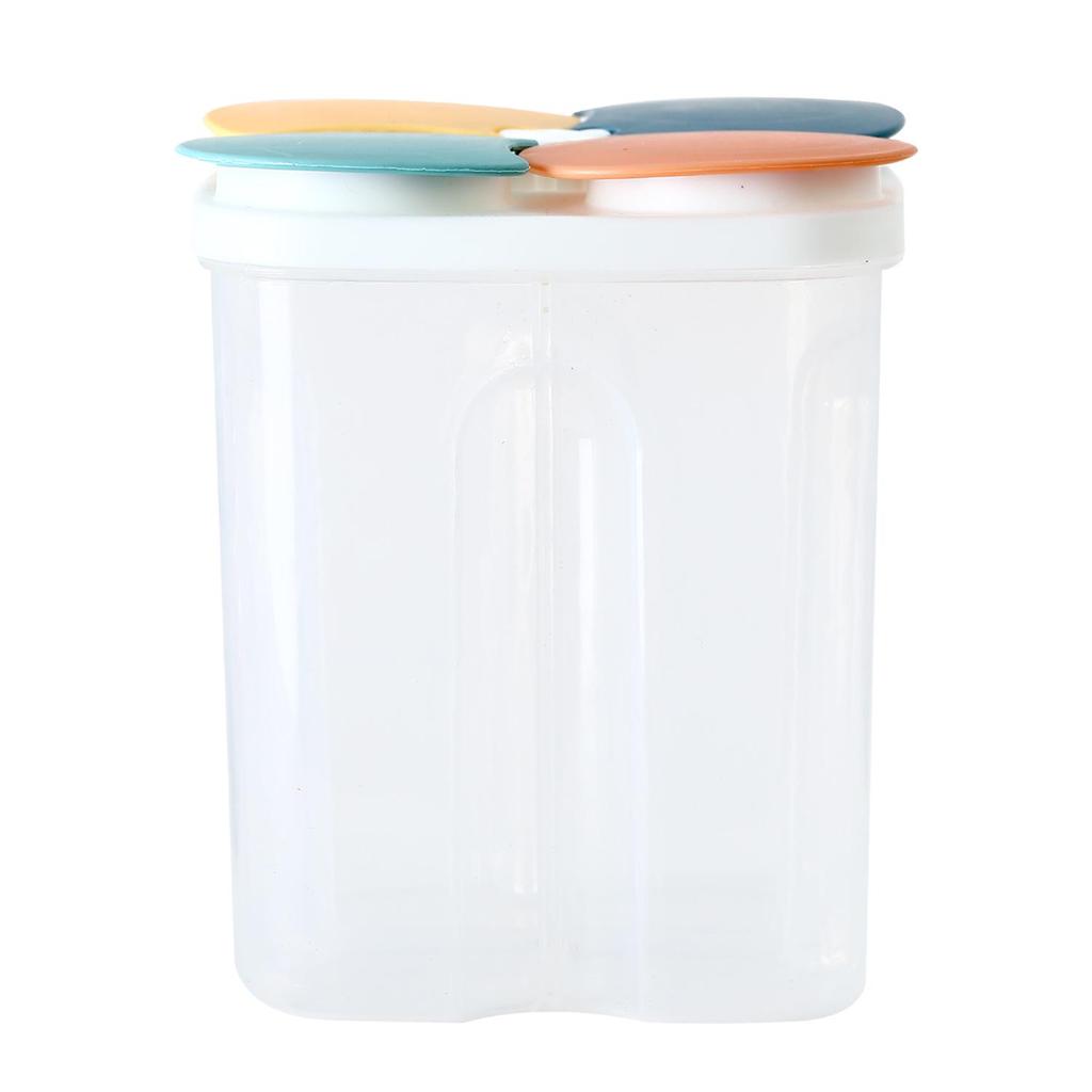 Transparent Five-Grain Storage Jar with Moisture-Proof, Sealed, Compartmented Flip-Top