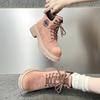 Thick-soled heightening Martin boots women's spring new retro British casual short boots outdoor sports rhubarb boots