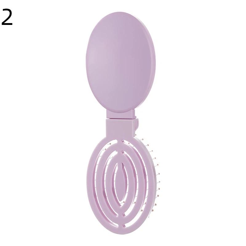 

2 In1 Portable Folding Hair Comb With Mirror, Lightweight & Travel-Friendly Perfect Gift For Women & Girls