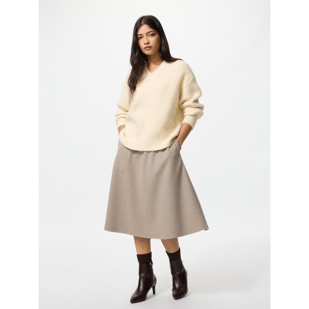 Uniqlo Brushed Jersey Midi Flare Skirt