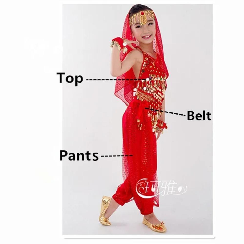 Ensemble Costumes de Danse du Ventre Enfants Danse Orientale Filles Danse du Ventre Inde Vêtements de Danse du Ventre Enfant Enfants Indien 6 Couleurs
