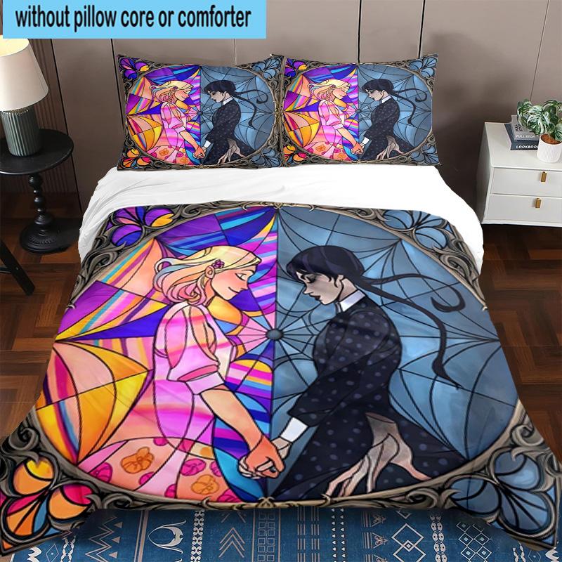 3PCS Stained Glass Gothic Romance 3pcs Bedding,Including 3PCS Duvet Cover And 2pcs Pillowcases Perfect for Christmas,Ideal for Bedroom, Dormitory