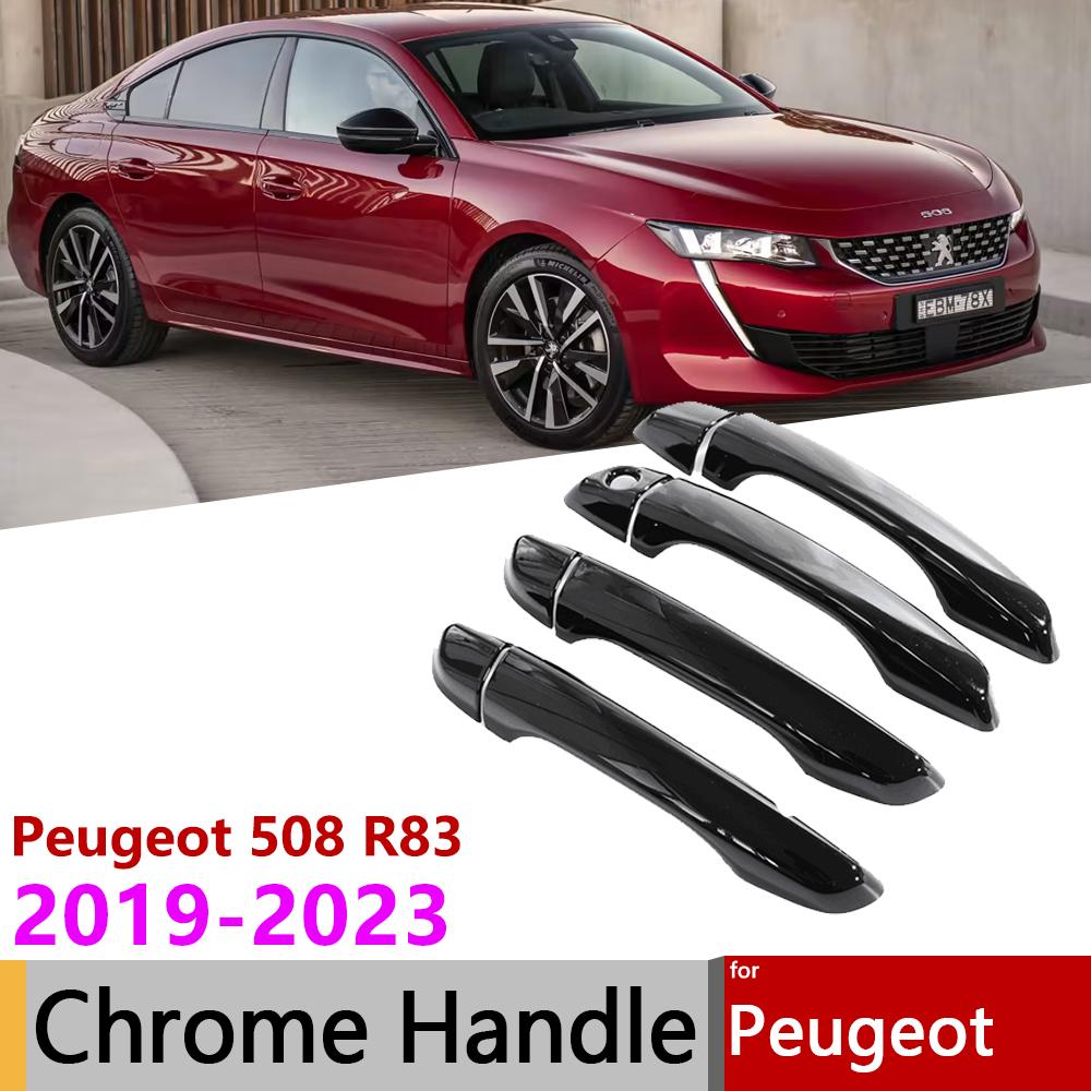 

Крышка дверной ручки для Peugeot 508 R83 MK2 2022 2023 Автомобильные глянцевые черные хромированные наклейки на отделку экстерьера авто
