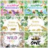 Mocsicka 1st Birthday Party Backdrop Forest Jungle Dinosaur Decoration Baby Portrait Photo Banner Studio Photography Background