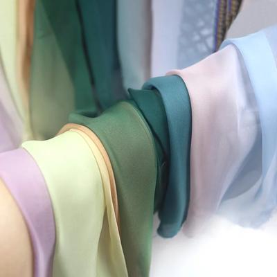 Tissu Chiffon Dégradé 1m pour Foulard Hanfu Jupe Robe Couture DIY Doux Respirant Teint Imprimé Tissu Soie Costume de Scène Décor