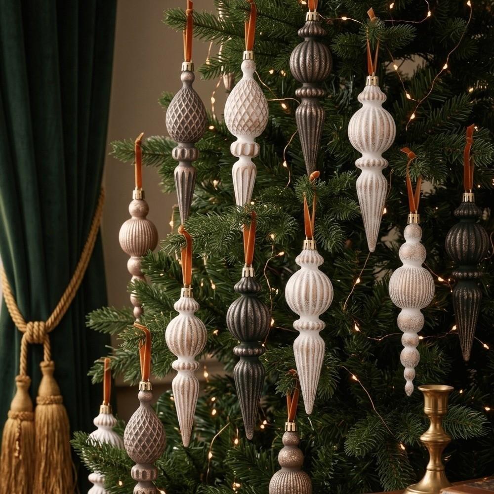 Plastic Christmas Tree Icicle Hanging Baubles Antique Style Xmas Balls Hanging Pendants  New Year