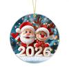 Christmas Santa Ornament 2026 Round 2D Acrylic Santa Claus Christmas Tree Ornament for Holiday New Year Home Decor