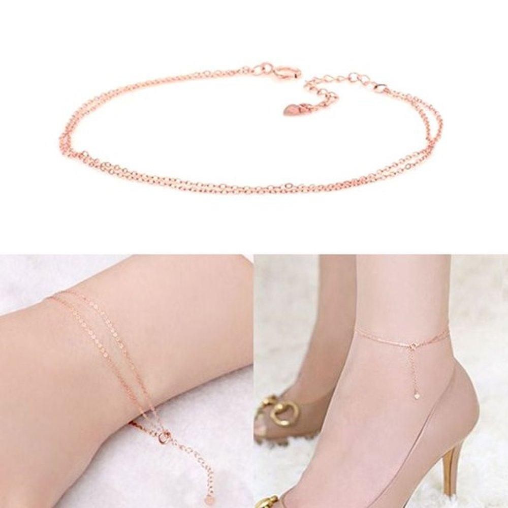 14K rose gold delicate two-line gold chain bracelet anklet blond bracelet anklet gift anklet gold anklet rose gold anklet