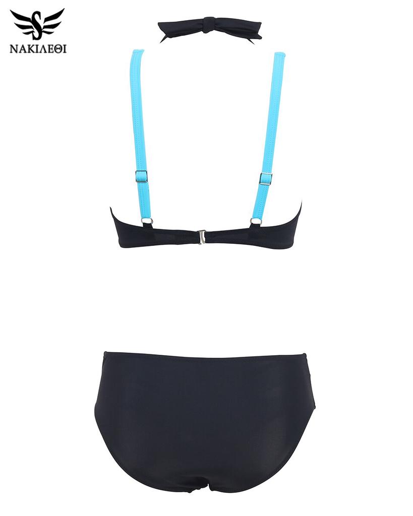 Damski Kostium Kąpielowy Letni Strój Plażowy Bikini z Wiązaniem na Szyi Push Up Bandażowy Strój Kąpielowy