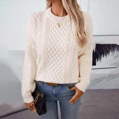 Vintage Autumn Winter Knitwear Sweater Loose Long Sleeve Solid Color Pullover O Neck Top