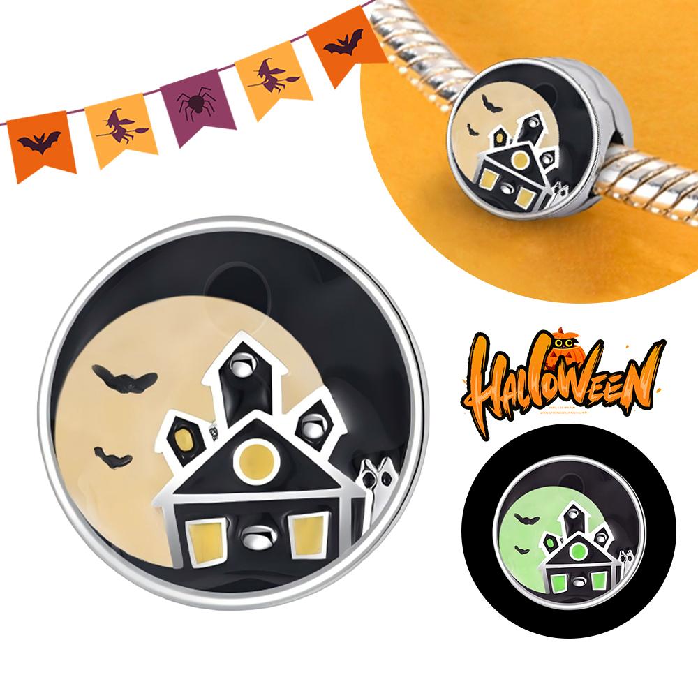 Halloween Party Copper Luminous Skeleton Coffin Pendant Beads Fit Charms Bracelet For Jewelry Making Women Gifts