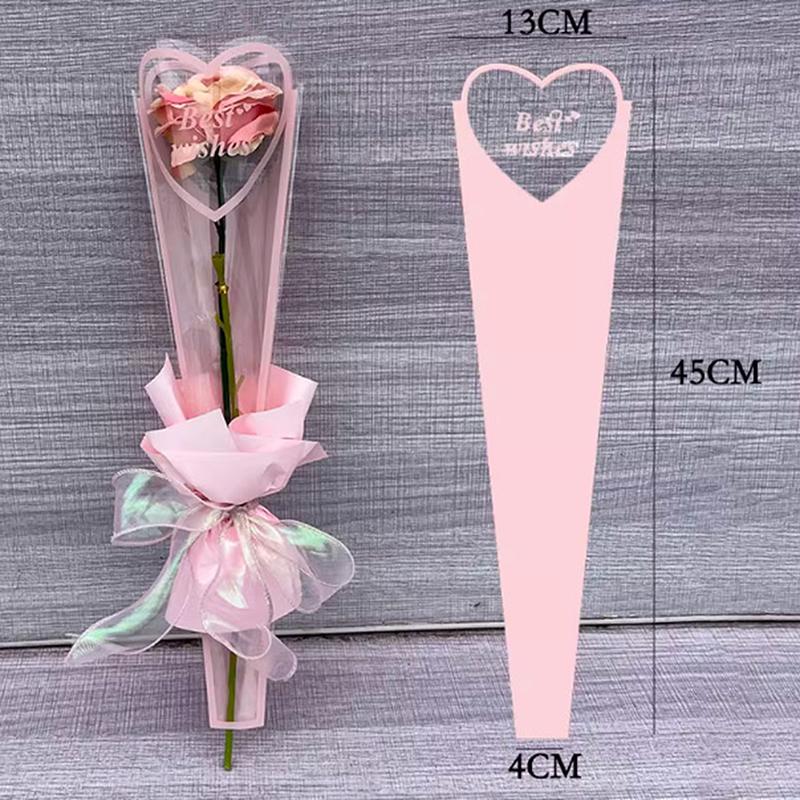 50Pcs Iridescent Single Rose Sleeves Diy Transparent Flower Wrapping Bag Floral Material Packaging Waterproof
