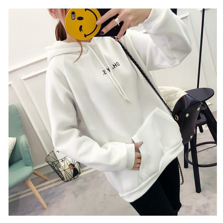 Herbst Winter Plus Samt Cord Brief Drucken Mädchen Pullover Tops Oansatz Frau Lose Lange Ärmel