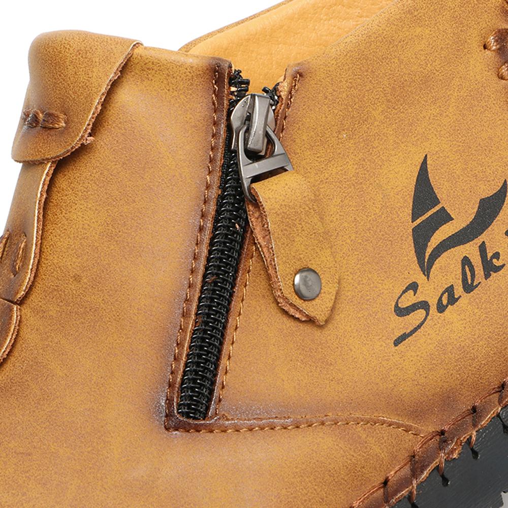 Ręcznie szyte skórzane buty z dwoiny męskie buty Wygodne wsuwane buty patentowe Praca Retro skórzane botki dla mężczyzn Obuwie na co dzień