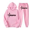 Y2K Print Hooded Fleece-Lined Unisex Sweatshirt Set Streetwear Casual Long Sleeve Tracksuit