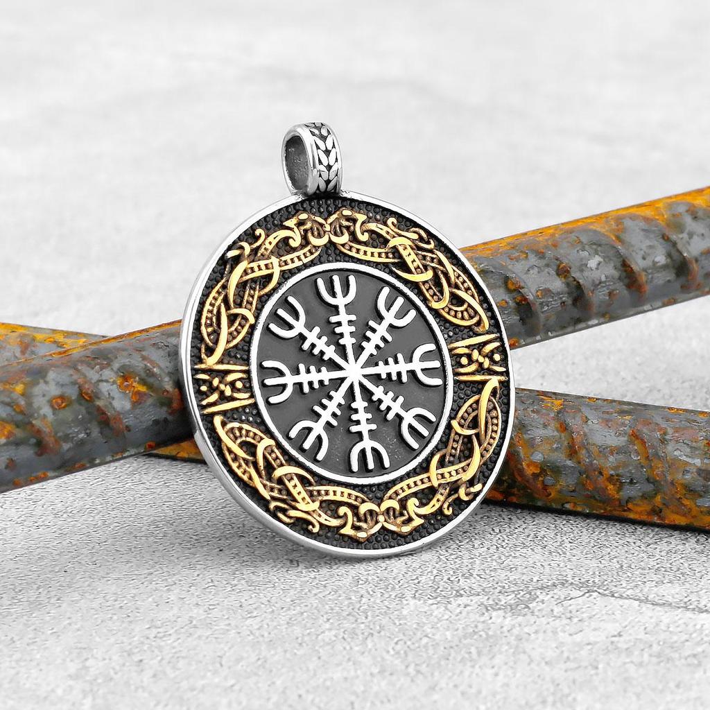 Ciondolo vintage da uomo scandinavo in acciaio inossidabile, regalo con pendente runa alla moda maschile vichinga