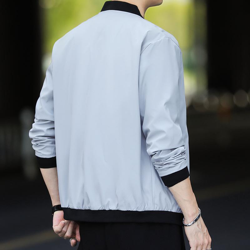 Spring and Autumn Men's Baseball Collar Jacket Korean Edition Trend On Clothes Slim Fit Sports Casual Jacket