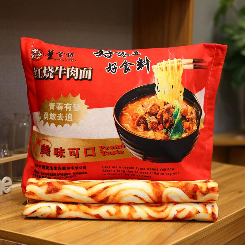 Gevuld Instant Noedel Pluche Kussen Zacht Voedsel Snack Kussen Bank Stoel Decor Pluche Met/Zonder Deken Mannen Cadeau