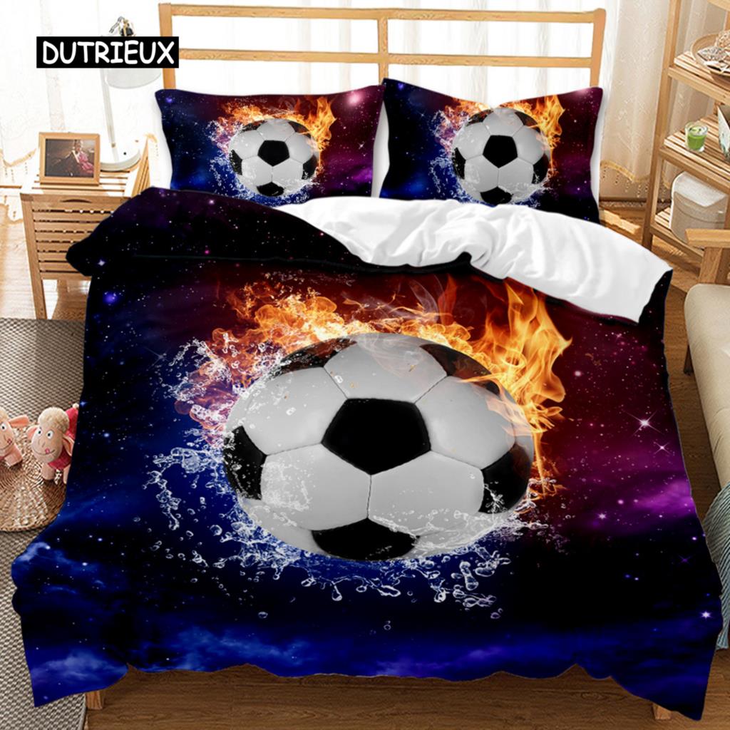Soccer Duvet Cover Football Kids Bedding Set 3D Comforter Cover Boys Teens Sport Lovers Double Queen King Polyester Qulit Cover