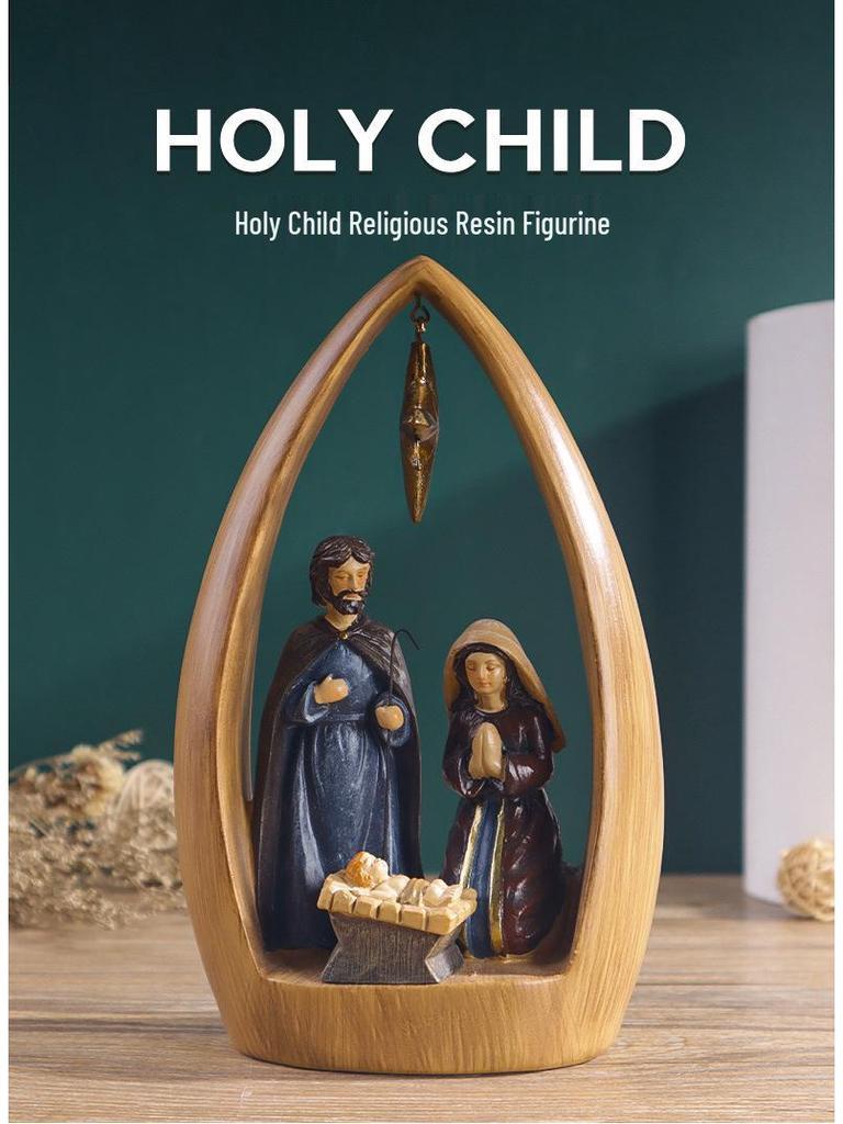 European Holy Infant Resin Figurine - Nativity Scene Tabletop Decoration
