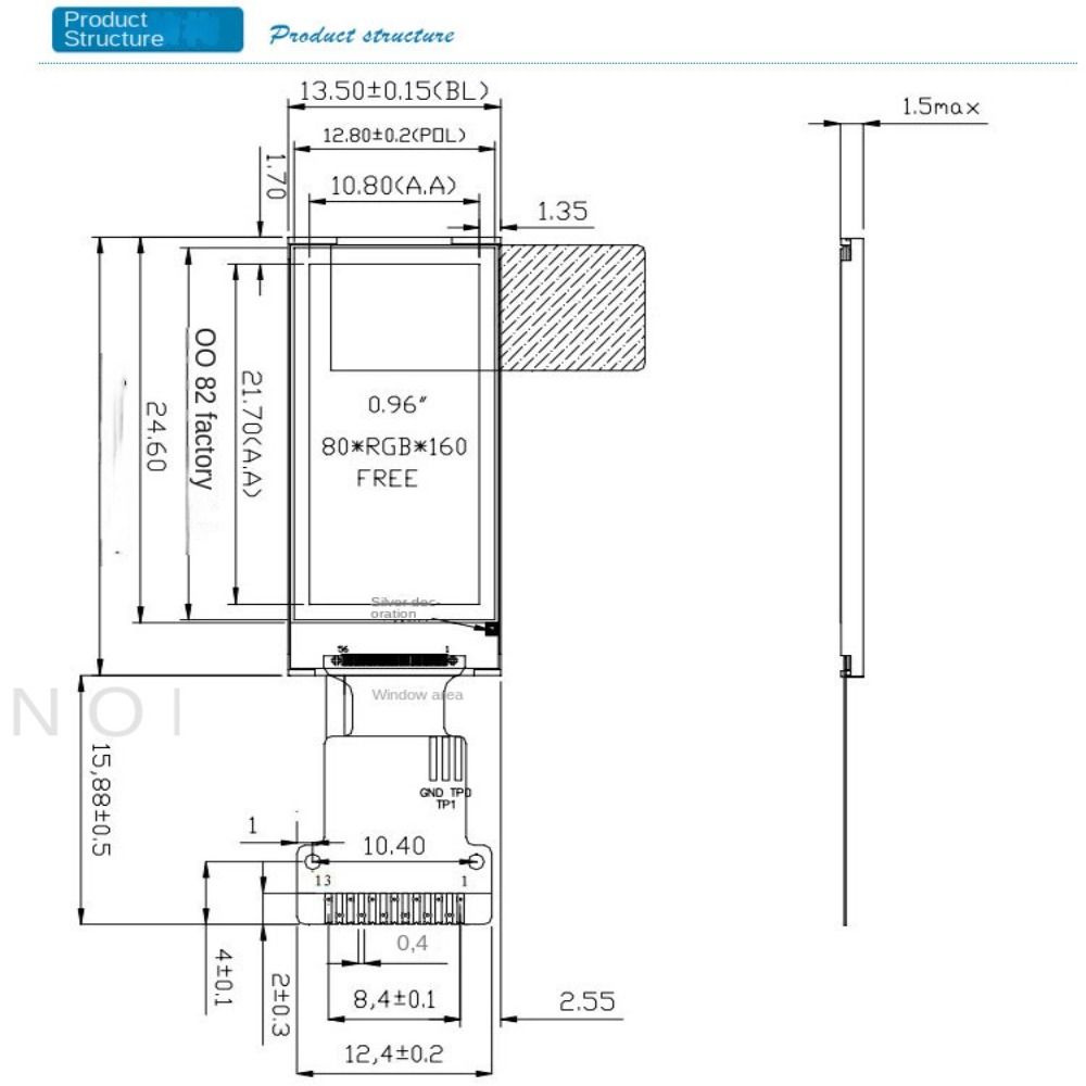0.96 " TFT LCD Screen Display IPS SPI Interface ST7789 IC Driver  Medical Equipment