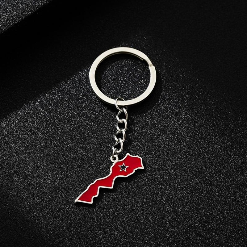 Marokko Karte Flagge Schlüsselanhänger Edelstahl Schlüsselanhänger Marokko Souvenirs Schmuck Anhänger Schlüsselanhänger Geschenke für Frauen und Männer