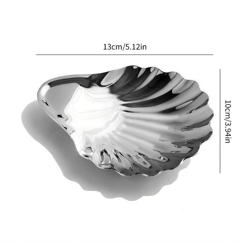 Edelstahl Snackschale Muscheldesign Rutschfest Schmuckablage Für Heimparty Bürogebrauch Mehrzweck Organizer Teller
