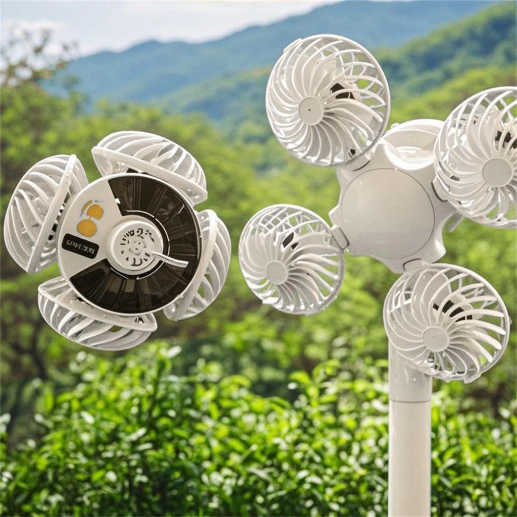 Solar Folding Fan Light USB/Solar Charging Lighting Camping Ceiling Fan Camping Rechargeable Ceiling Fan Battery Powered Ceiling Fan Tent Necessities