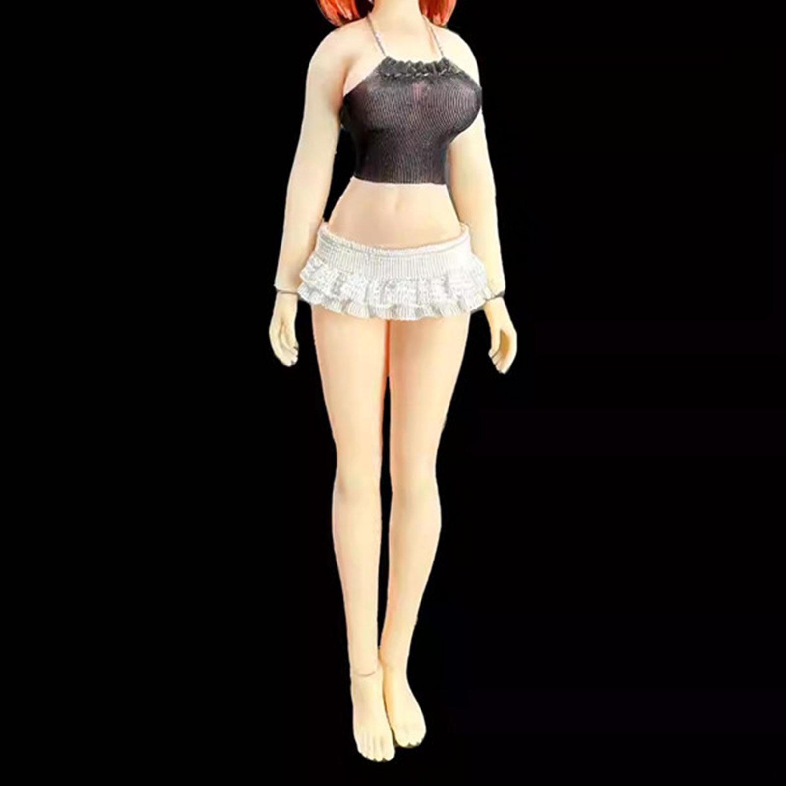 

1/12 Женская кукольная одежда Фигурка Майка Короткая юбка, одежда ручной работы Миниатюра для Black and White
