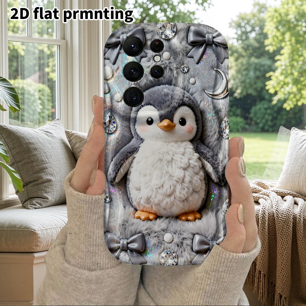 Phone Case: 2D Flat Samsung Galaxy A34 A35 M05 M06 S20 S22 S21 FE Plus 5G Protective Case, Couples Style, Plush Little Penguin, Christmas and Hallowee
