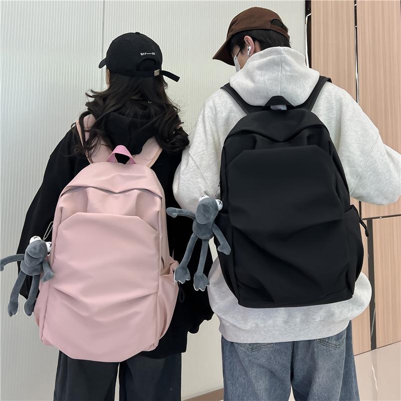 New Chaosen Series Large Capacity Solid Color Backpack for Women Korean Style Versatile School Bag for Men High School College Backpack
